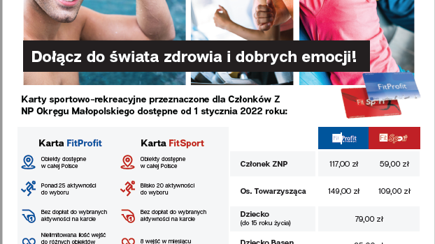 Karty FitProfit i FitSport dla członków ZNP w Małopolsce
